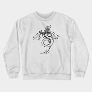 Dragon Drawn in Engraving Style isolated on white Crewneck Sweatshirt